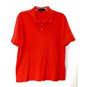 Polo Ralph Lauren Red Short Sleeve Polo Shirt Blue Pony Men's Large Performance